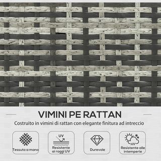 Salón De Jardín Con Sofá De 2 Plazas, Chaise Longue Y Mesa, Set De Jardín En Rattan PE Y Cristal Con Cojines, Gris