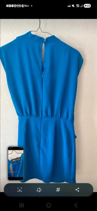 Vestido Zara azul drapeado