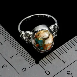 Anello Argento 925 con Pietra Multicolor Turchese