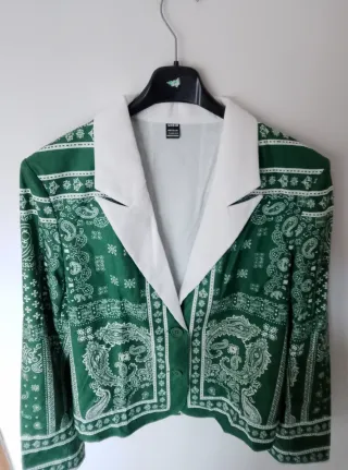 Giacca donna fantasia paisley verde L