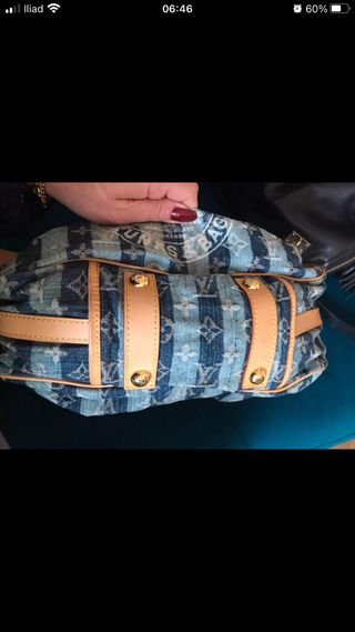 Borsa Louis Vuitton Denim Blu manca una borchia e