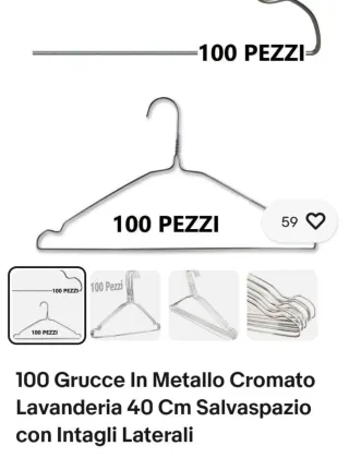 100 Grucce Metallo Cromato Salvaspazio