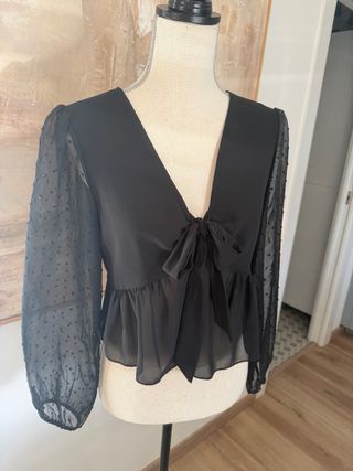 Camisa negra plumeti manga larga