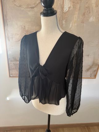 Camisa negra plumeti manga larga