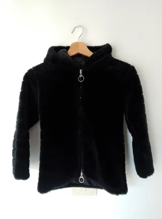 Giacca nera in pelliccia sintetica bimba tg 7 anni