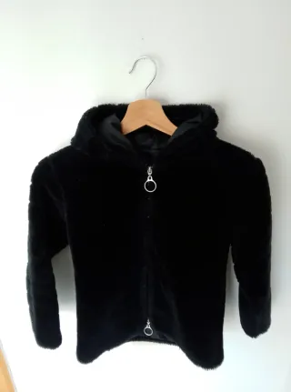 Giacca nera in pelliccia sintetica bimba tg 7 anni