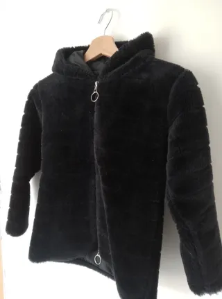 Giacca nera in pelliccia sintetica bimba tg 7 anni
