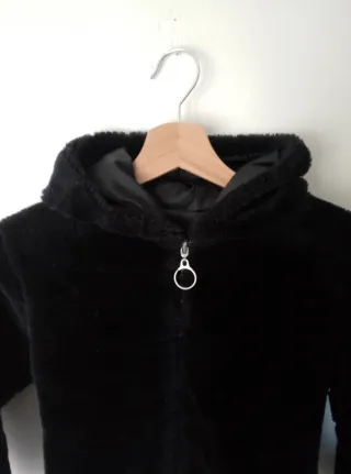 Giacca nera in pelliccia sintetica bimba tg 7 anni