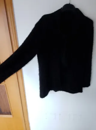 Maglione nero in pelo con collo marinara tg L