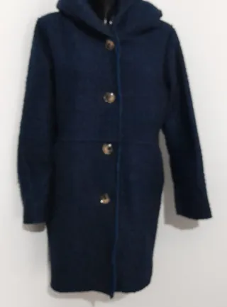 Cappotto Bouclé Blu Notte con cappuccio tg Unica