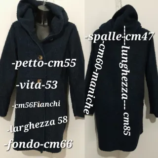 Cappotto Bouclé Blu Notte con cappuccio tg Unica