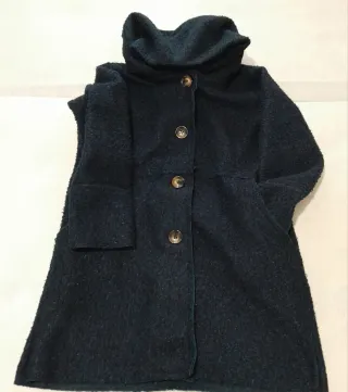 Cappotto Bouclé Blu Notte con cappuccio tg Unica