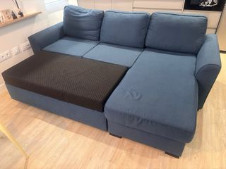 Sofá cheslong gris tela