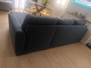 Sofá cheslong gris tela