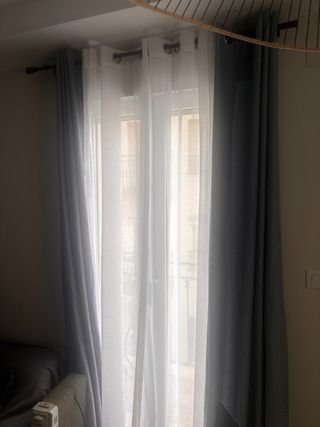 Sofá cheslong gris tela