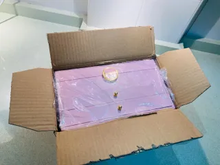 Joyero grande 3 niveles rosa y dorado