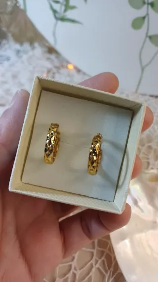 Pendientes Aro Chapado Oro 18k Vintage Pequeños