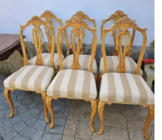Juego de 6 Sillas Antiguas Restauradas