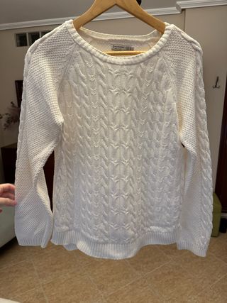 Jersey Stradivarius Blanco Trenzado