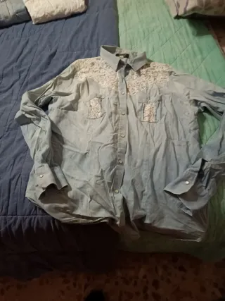 Camicia jeans donna con pizzo