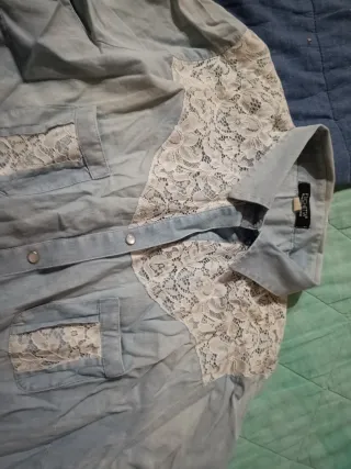 Camicia jeans donna con pizzo