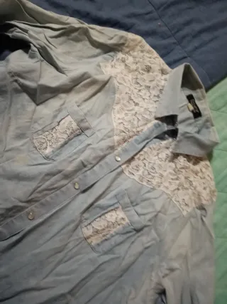 Camicia jeans donna con pizzo