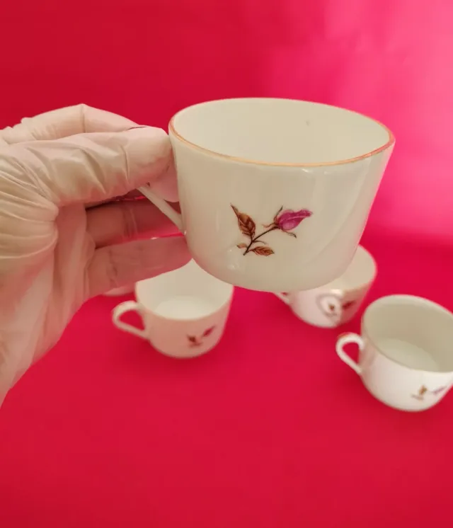 Juego de 6 tazas de porcelana con rosas