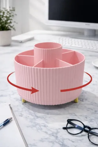 Organizador Maquillaje y escritorio Giratorio Rosa