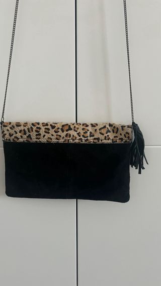 Bolso ante negro y print animal Formul@ 27x17cm
