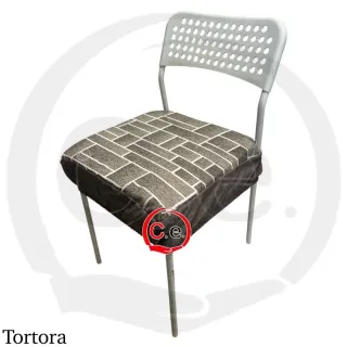 Set 6 Cuscini Sedia Tessuto Grigio Bianco