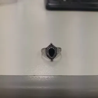 Anillo Lefties estilo antiguo plata y negro