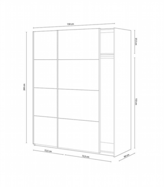 Armario150 X 200 X 60 Cm 2 Puertas Correderas. Bl