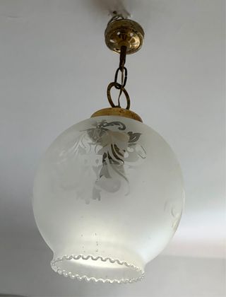 Lampada a sospensione in vetro e metallo