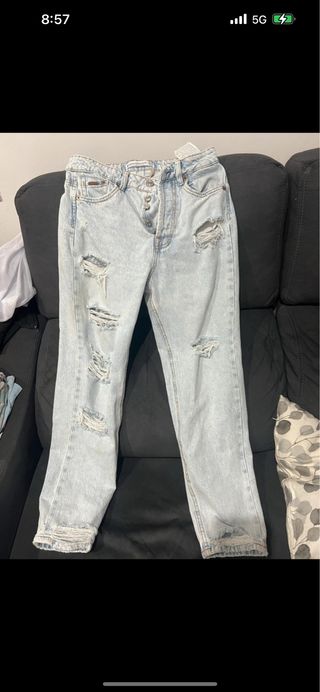 Pantalón Stradivarius Roto Azul