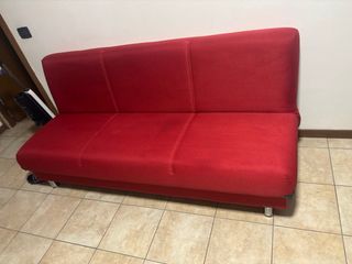 Divano letto rosso tessuto