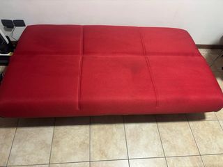 Divano letto rosso tessuto