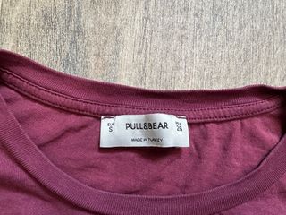 Camiseta Pull&Bear Algodón Burdeos S Oversized