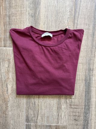 Camiseta Pull&Bear Algodón Burdeos S Oversized