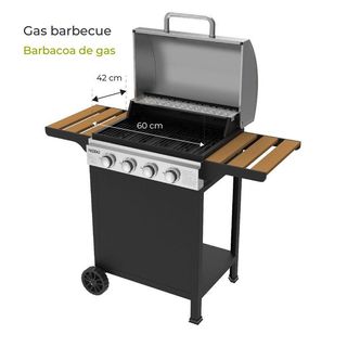 Barbacoa gas Kekai Fort Peck 4 quemadores con ruedas