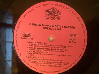 Vinilo Jazz Carmen McRae Betty Carter Duets