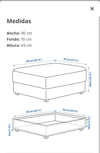 Reposapiés KIVIK IKEA gris con almacenaje