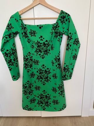 Vestido verde estampado mujer