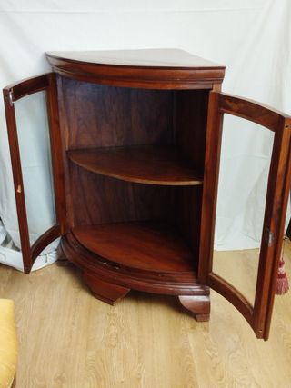 Vitrina Esquinera Rústica Madera y Cristal