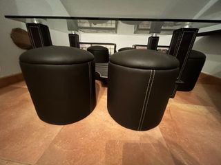 Mesa centro cristal 6 taburetes