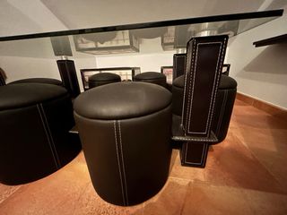 Mesa centro cristal 6 taburetes