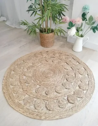Alfombra Redonda de Fibra Natural