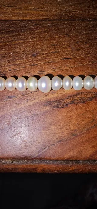 Collar de perlas de rio,broche oro 14k