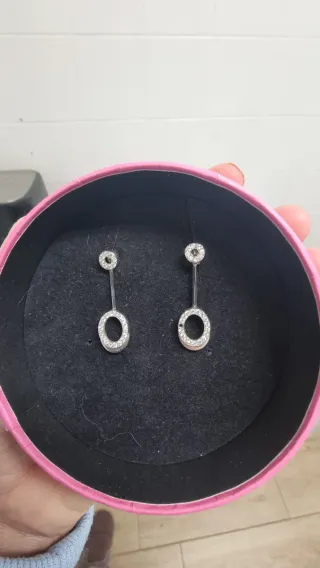 Pendientes Oro Blanco 18k Circonita 4 gramos