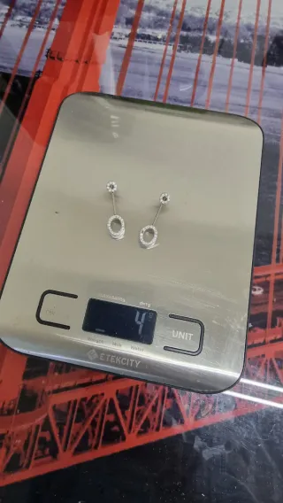 Pendientes Oro Blanco 18k Circonita 4 gramos