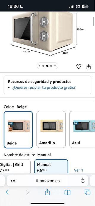 Microondas Cecotec Retro Beige